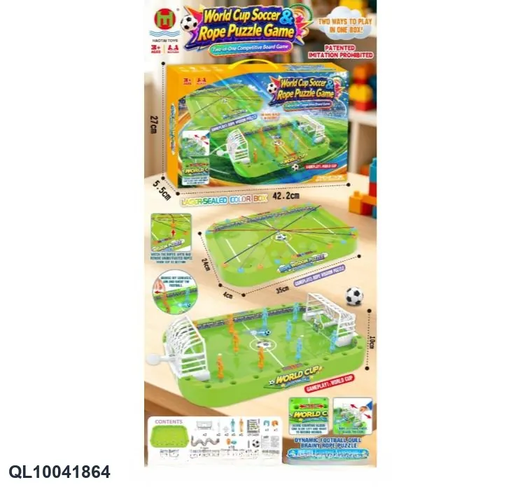 Football World Cup & Unlocking Thinking Game Board Game 2-In-1 (color box, grass green) Color Box wholesale from Qili Toys