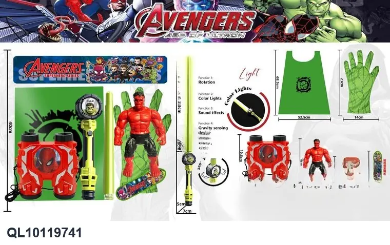 Red Giant Sounding Battle Sword + Telescope + Gloves + Character + Cloak + Skateboard Base PVC wholesale from Qili Toys
