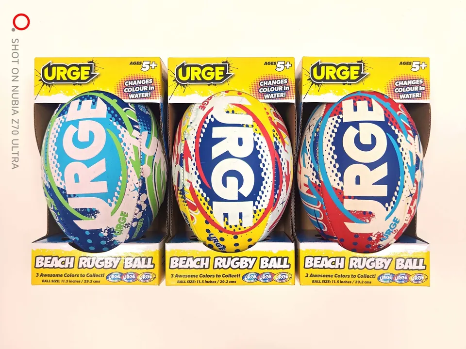 URGE Large Inflatable Diving Fabric Beach Ball That Changes Color When Submerged In Water, Three Colors. Hang Card wholesale from Qili Toys