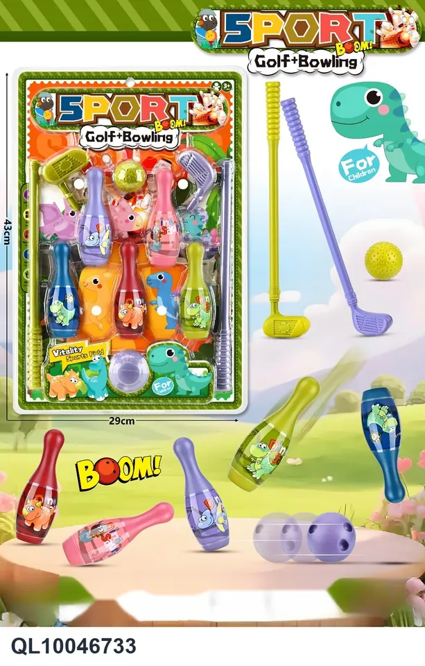 Dinosaur Series Bowling Golf Children's Sports Toy Set Indoor And Outdoor Parent-Child Interaction High-Frequency/Double Blister wholesale from Qili Toys