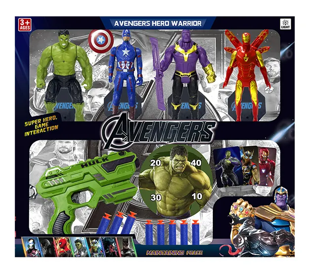 Hulk Gun With Standard Handle (character with light x4, card x3, bullet x8, chassis x4) Color Box wholesale from Qili Toys