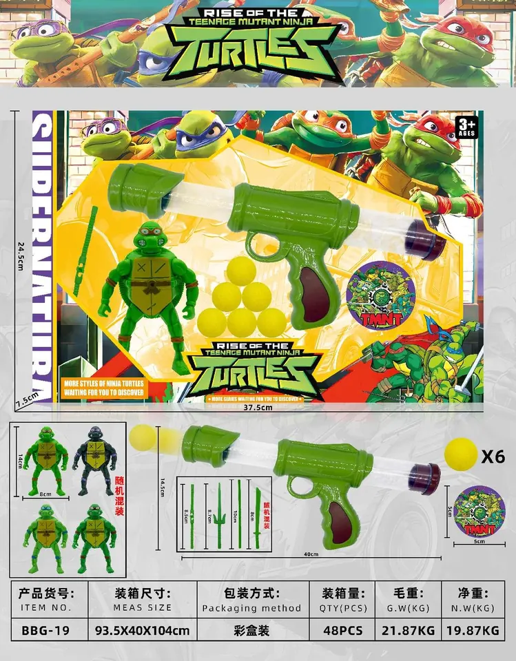 Teenage Mutant Ninja Turtles + Gun * 6 Bullets + Target Window Color Box wholesale from Qili Toys