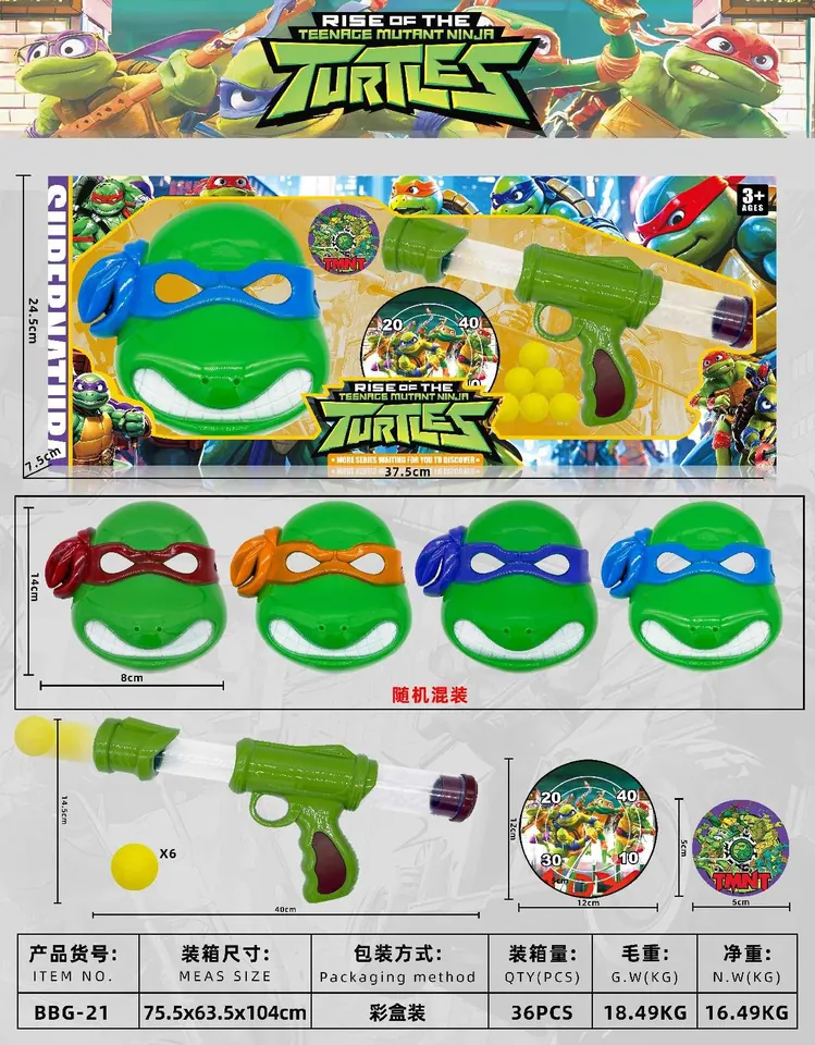 Teenage Mutant Ninja Turtles Mask + Gun * 6 Bullets + Double Target Window Color Box wholesale from Qili Toys