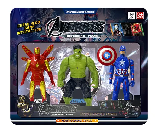 Red Steel + Hulk + Captain America (with lights, head and movable hands and feet, with chassis) Board Mounting wholesale from Qili Toys