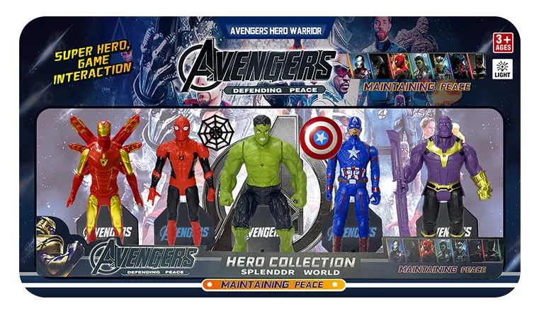 Red Steel + Starscream + Hulk Captain America + Thanos (with lights on the head and movable hands and feet, with chassis) Board Mounting wholesale from Qili Toys