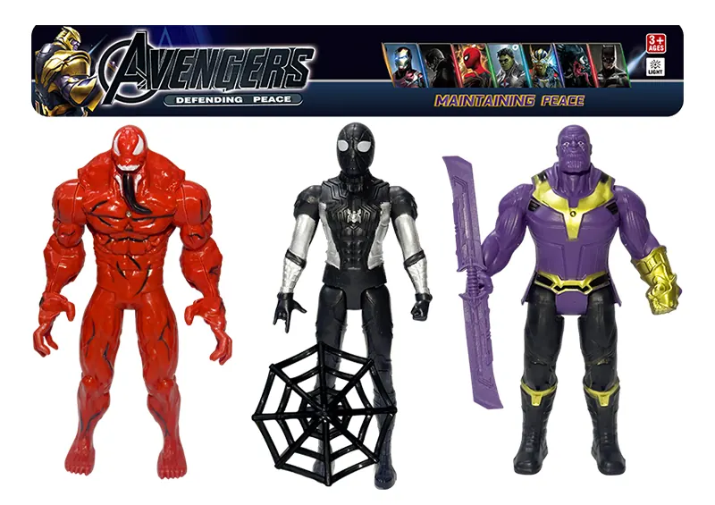 Red Venom + Black Spider + Thanos (with lighted head and movable hands and feet) PVC wholesale from Qili Toys