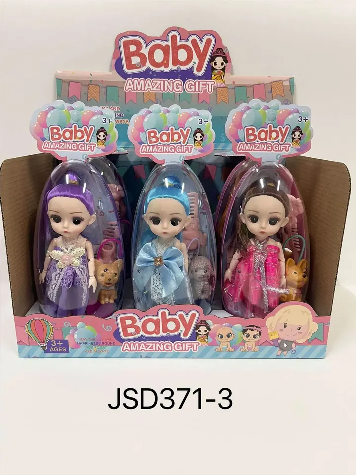 Set Of 6 "Leafy" 12-Joint Articulated Dolls With Eye Patches, Plus A Comb And Mirror. (price for one set of 6 individual dolls) Display Box wholesale from Qili Toys