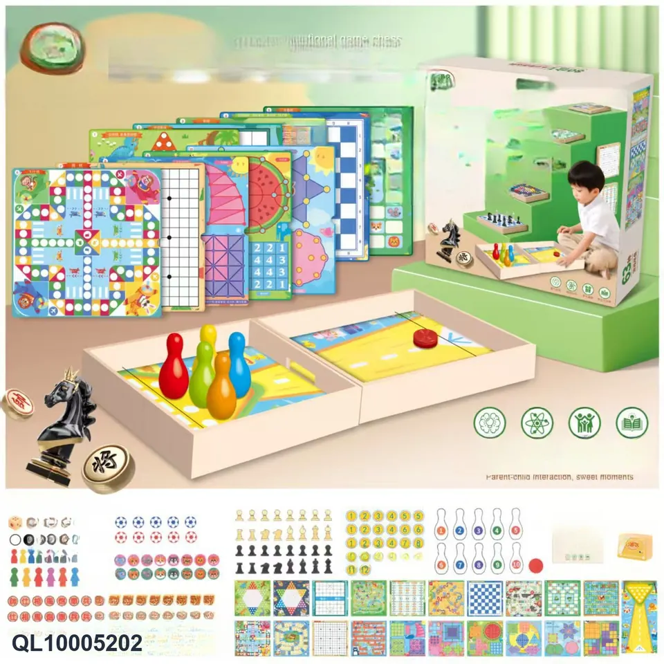 Chinese 80-In-One Multifunction Chess Board Set Color Box wholesale from Qili Toys