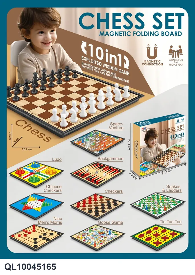 Magnetic Chess Ten In One Color Box wholesale from Qili Toys