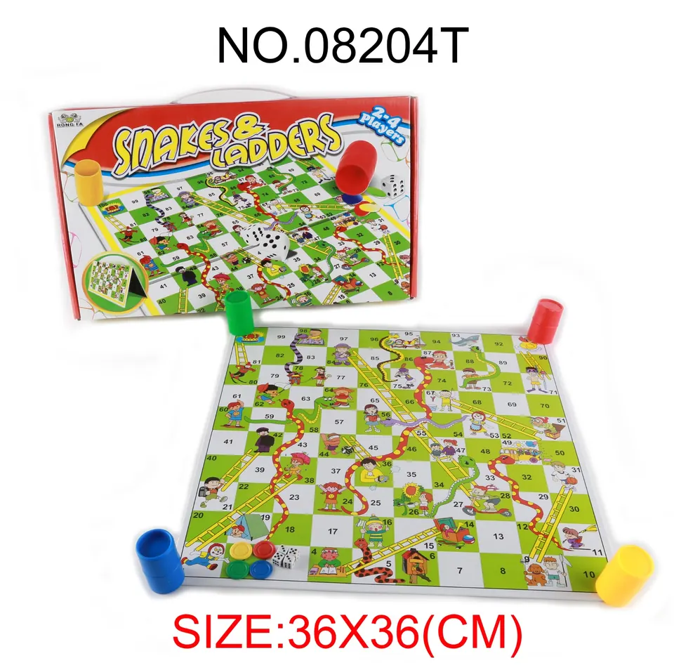 Medium T-Board Snakes & Ladders, Board 36X36Cm Portable Box wholesale from Qili Toys