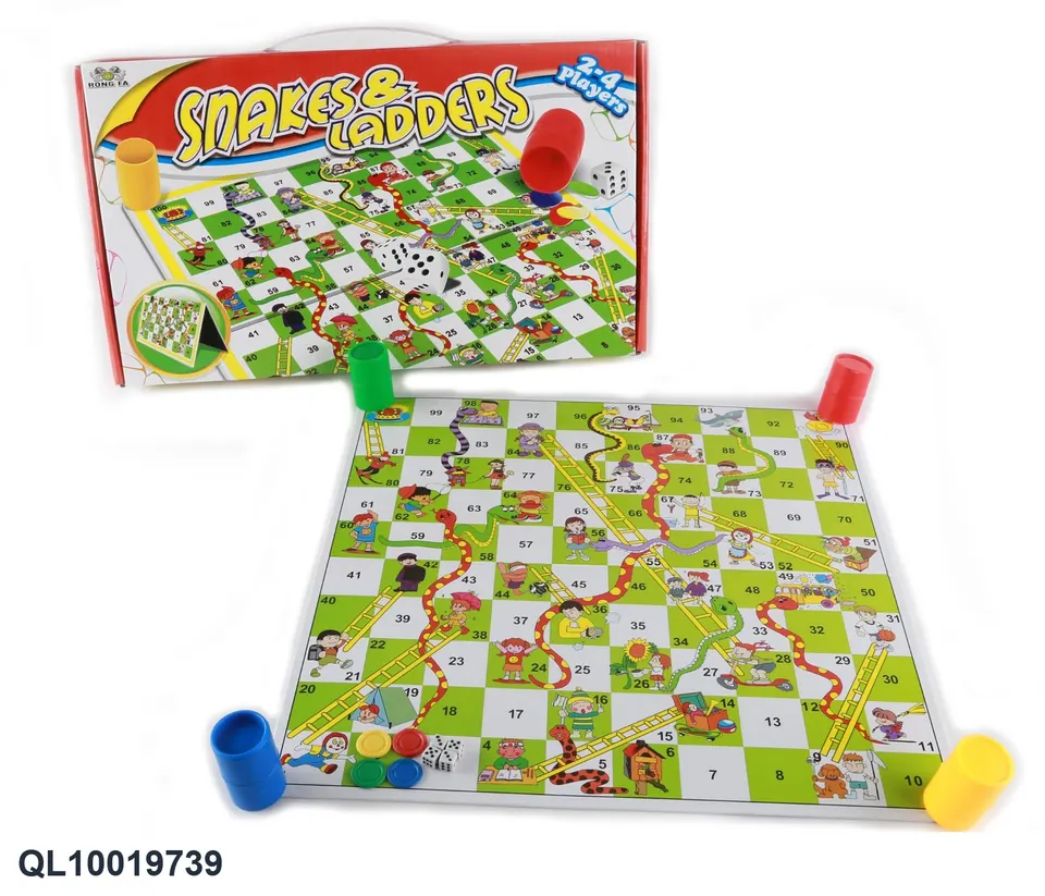 Medium T-Board Snakes & Ladders, Board 36X36Cm Portable Box wholesale from Qili Toys