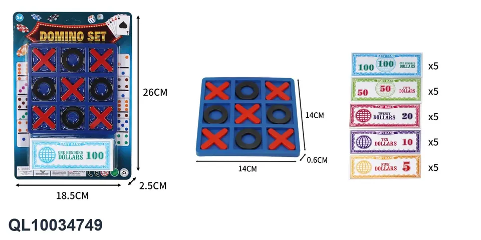 XO Tic Tac Toe + 25 Banknotes Blister Board wholesale from Qili Toys