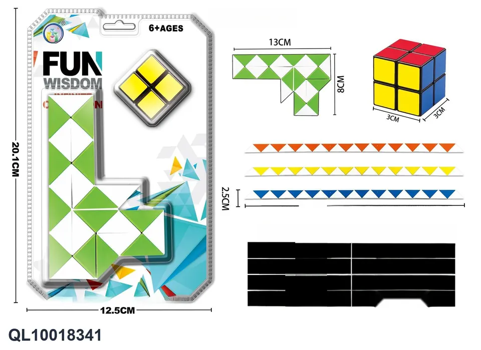 2-Color Large Magic Ruler Pistol Type + Second-Order Black/White Magic Cube High-Frequency/Double Blister wholesale from Qili Toys
