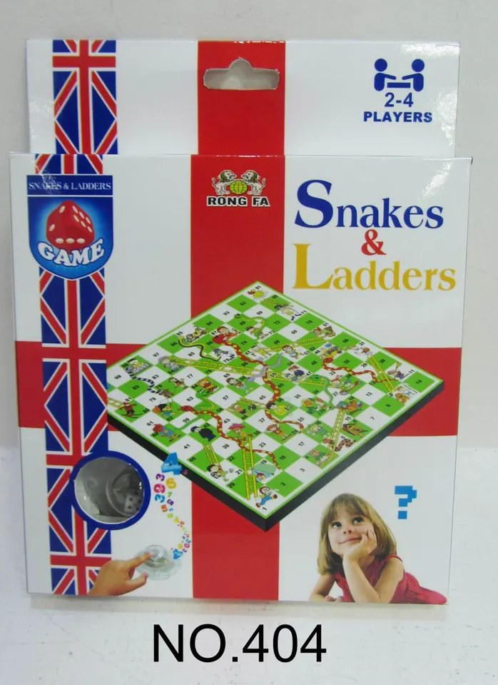 Small English Push-Button Snakes & Ladders, 18.5X18.5Cm Color Box wholesale from Qili Toys