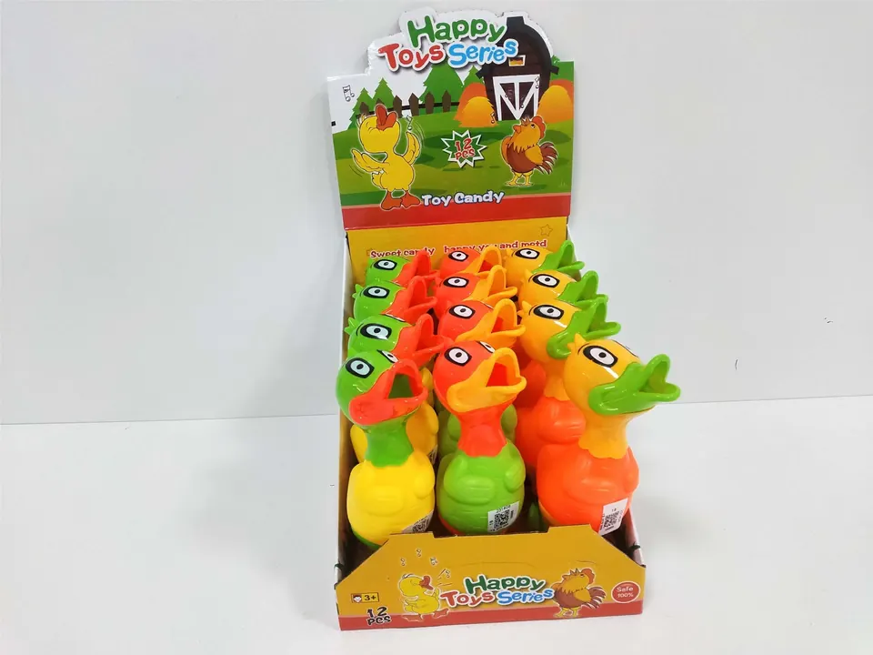 (set of 12 "screaming duck" toys - price for the entire set, these are novelty duck toys designed to make a loud, startling noise. they are intended as stress-relieving or prank toys) Display Box wholesale from Qili Toys