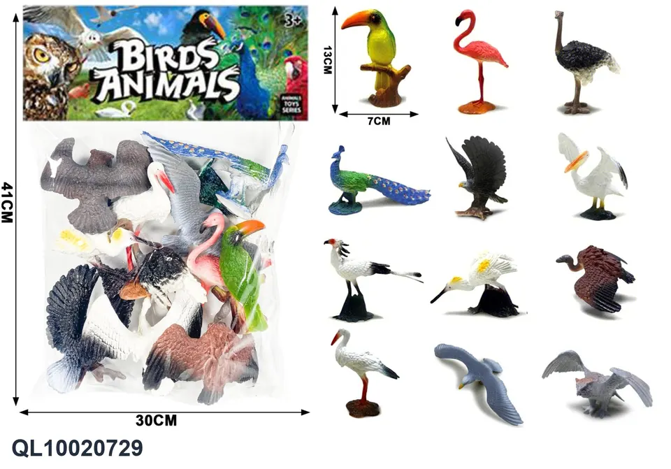 12 Birds PVC Header Bag wholesale from Qili Toys
