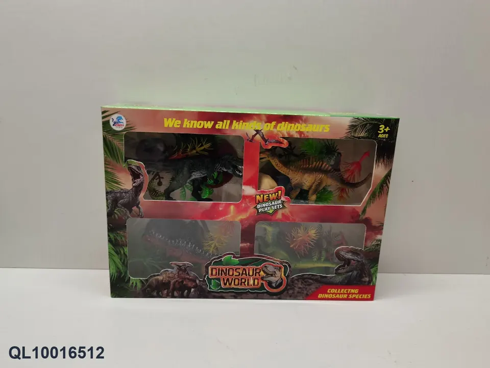 4 Medium-Sized Solid Dinosaurs + Accessories (4 types mixed) Color Box wholesale from Qili Toys
