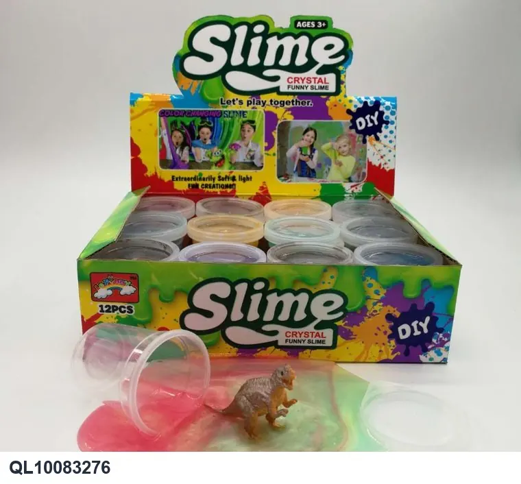 55G Of Colorful Slime Dough + A Box Of 12 Dinosaur-Themed Cans Color Box wholesale from Qili Toys