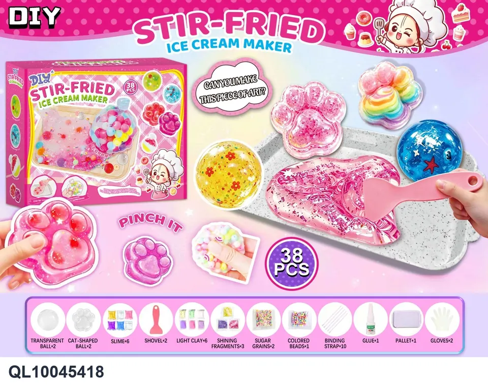 DIY Fried Hockey Slime Cat Claw Squeeze Ball Decompression Set Color Box wholesale from Qili Toys