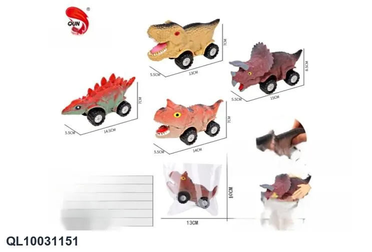 Dinosaur-Shaped Squeezing Toys (mixed pack of 4 designs) Bagged Pack wholesale from Qili Toys