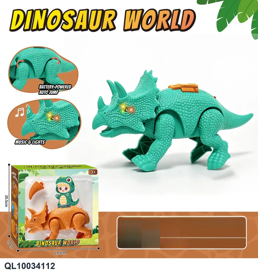 Electric Jumping Triceratops.Lighting Up.Music Window Box wholesale from Qili Toys
