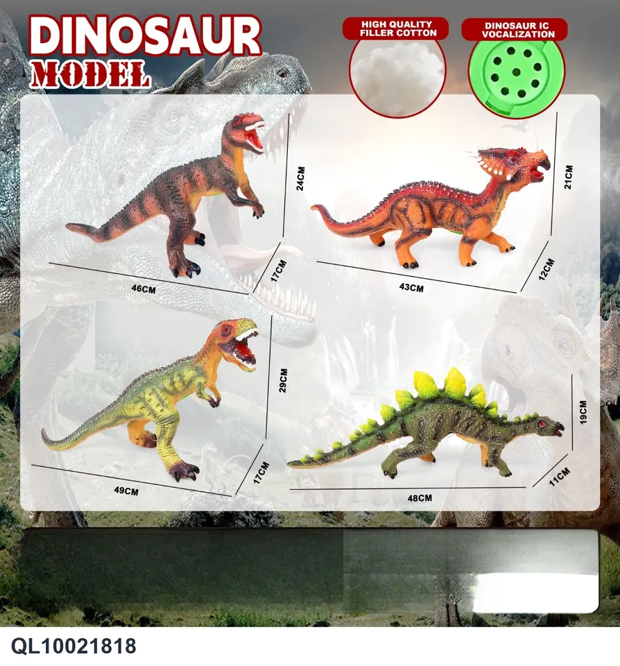 Four Types Of Dinosaurs, Including Dryosaurus, Triceratops, Tyrannosaurus And Stegosaurus PE Bag+Elevator wholesale from Qili Toys