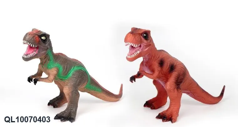Large Eco Vinyl Stuffed Dinosaur (no ic) - New Red & Grey T-Rex, 2 Styles Hang Card + Bag wholesale from Qili Toys