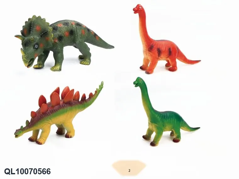 Large-Scale Triceratops, Stegosaurus, And Two-Colored Armored Dragon Figures In A Mixed Set. Hanging Card + Bag wholesale from Qili Toys