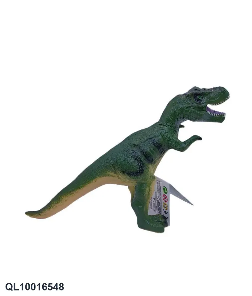 Medium Realistic Eco Vinyl Stuffed Dinosaur (no ic) - Dark Green T-Rex (header card + bag) Bagged Pack wholesale from Qili Toys