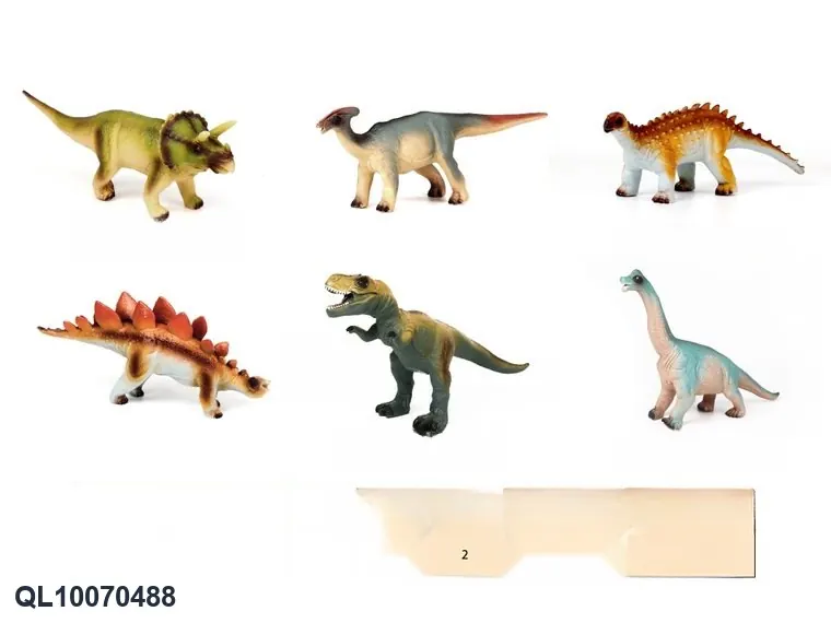 Medium Size Eco-Friendly Vinyl And Cotton-Filled Dinosaur (without ic) - 6 Types Assorted Hang Card + Bag wholesale from Qili Toys
