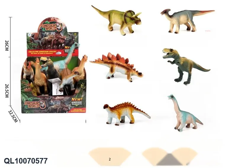 Medium-Sized Eco-Friendly Felt Dinosaur Toys - 6 Different Designs In A Mixed Set, 1 Display Box With 12 Pieces. Display Box wholesale from Qili Toys