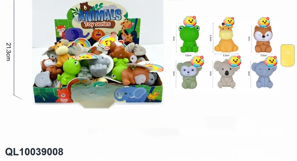 New Enamel Simulated Forest Animal Pinch Soft Rubber Water Play Display Box wholesale from Qili Toys