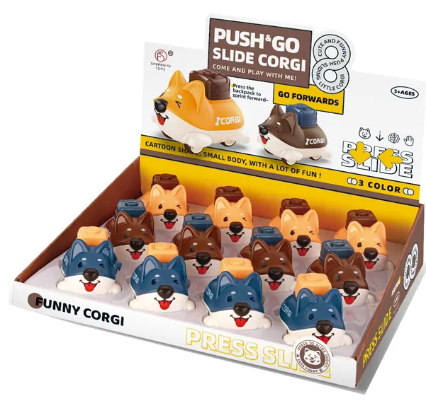 Petting A Corgi (three colors: yellow, blue, gray) Display Case (mixed colors) wholesale from Qili Toys