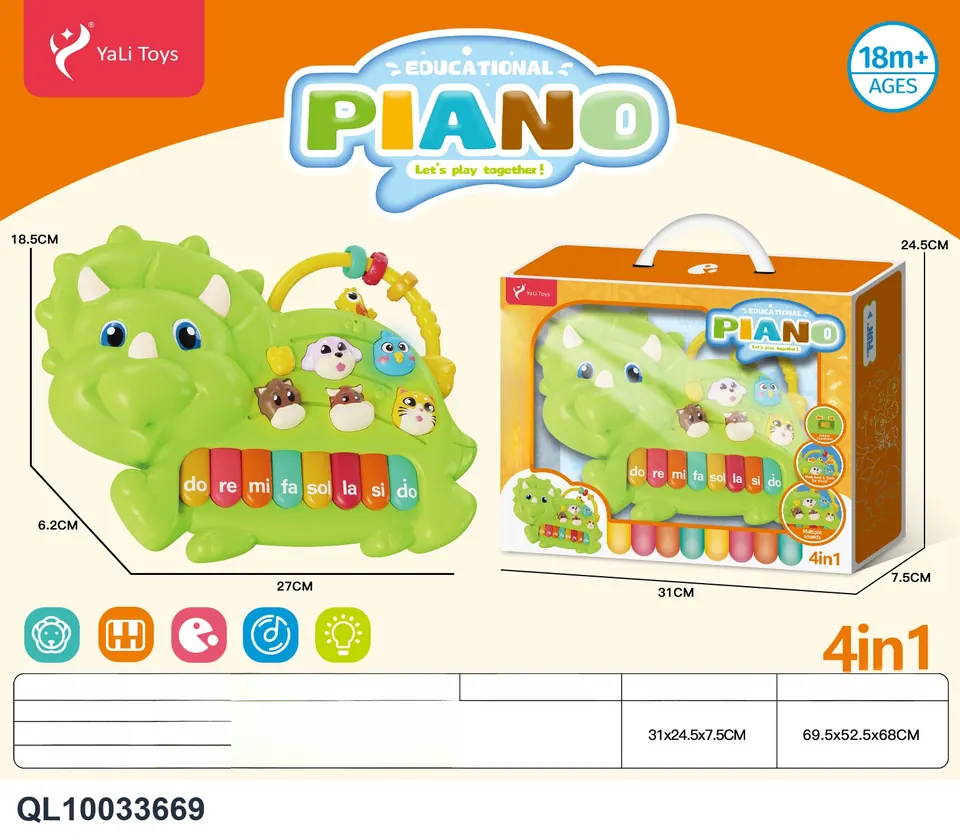 Portuguese Dinosaur Light Music Cartoon Electronic Keyboard Window Box wholesale from Qili Toys