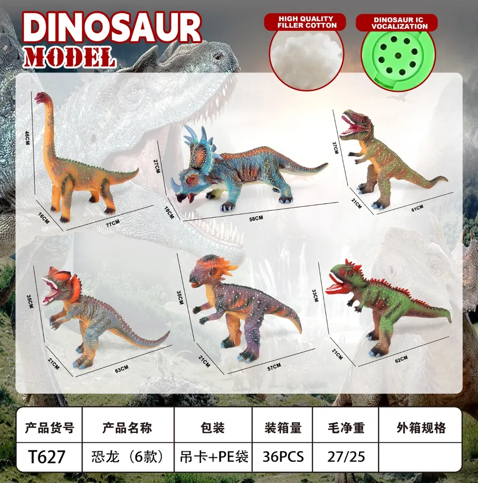 Six Types Of Mixed Dinosaurs: Brachiosaurus, Triceratops, Tyrannosaurus Rex, Dicrosaurus, Pachycephalosaurus, Torosaurus PE Bag+Elevator wholesale from Qili Toys