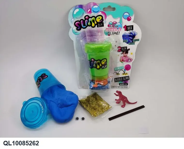 Slime Bouncy Balls + Glitter + Dinosaur Animal Card Set (single bottle) Corrugated Cardboard wholesale from Qili Toys