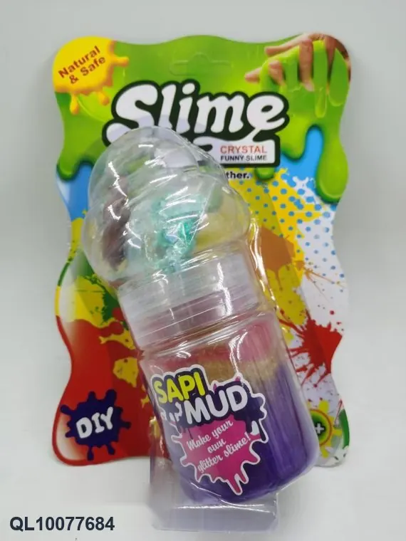 Slime, Multi-Colored Ice Cream Bottle, Glitter Effect (starry, colorful, 3 colors), Clay, + 1 Set Of Accessories, + 1 Random Animal, + Straw In wholesale from Qili Toys