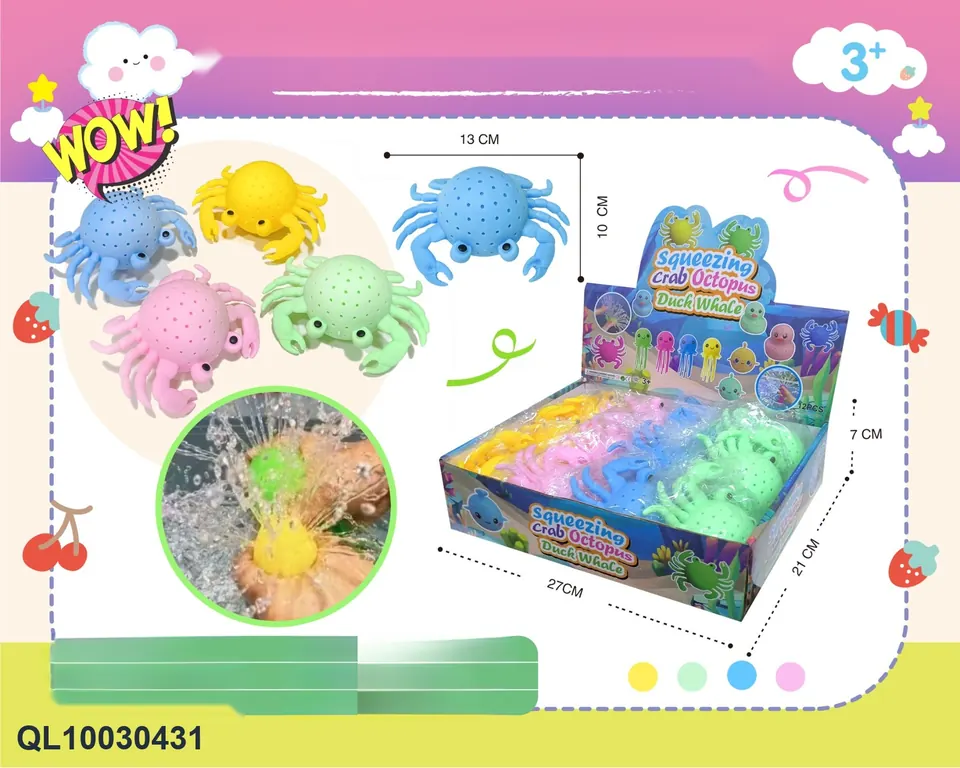 Stress Relief Crab Squish Toys Display Box wholesale from Qili Toys