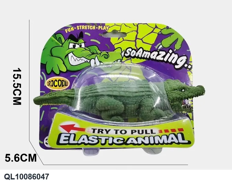 TPR Crocodile Stretch Variation (internal quartz sand filling) Card Pack (single unit) Cardboard Packaging wholesale from Qili Toys