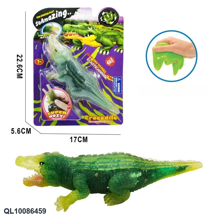 TPR Crocodile Stretching And Rebounding Toy (filled with sand-based clay) - Single Unit Cardboard Packaging wholesale from Qili Toys