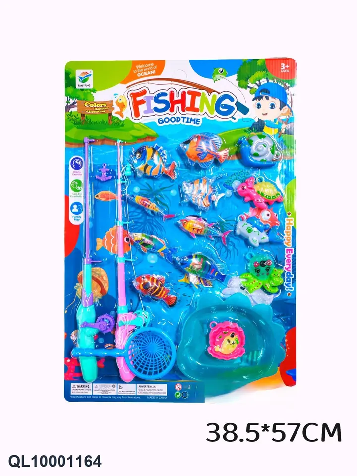 Twin-Pole Magnetic Fishing Toy With Dinosaur Tray Blister Board wholesale from Qili Toys