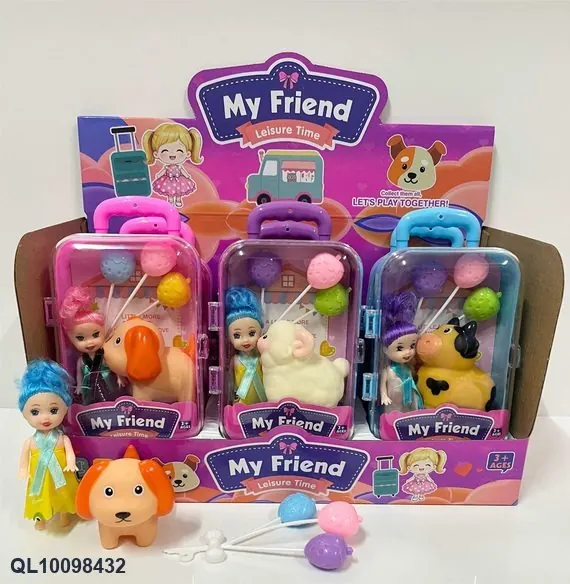 3-Inch "Little Kelly" Pull-Along Suitcase With A Set Of 6 Animal Balloons Display Box wholesale from Qili Toys