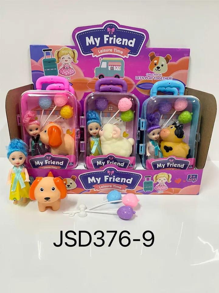 3-Inch "Little Kelly" Pull-Along Suitcase With A Set Of 6 Animal Balloons (mixed assortment, 6 pieces per display box - individual price) Display Box wholesale from Qili Toys