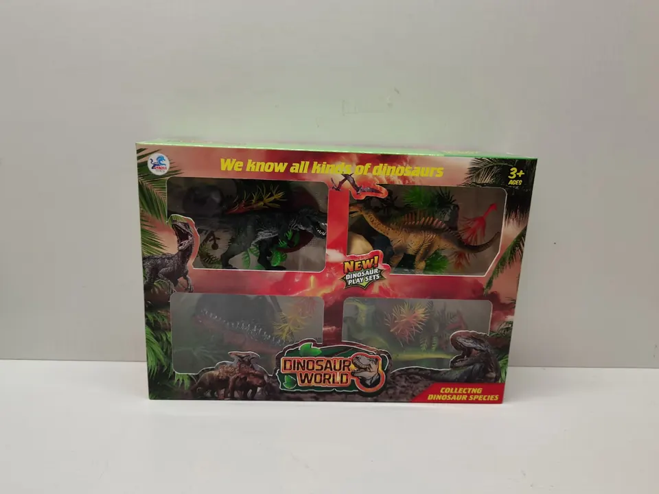 4 Medium-Sized Solid Dinosaurs + Accessories (4 types mixed) Color Box wholesale from Qili Toys
