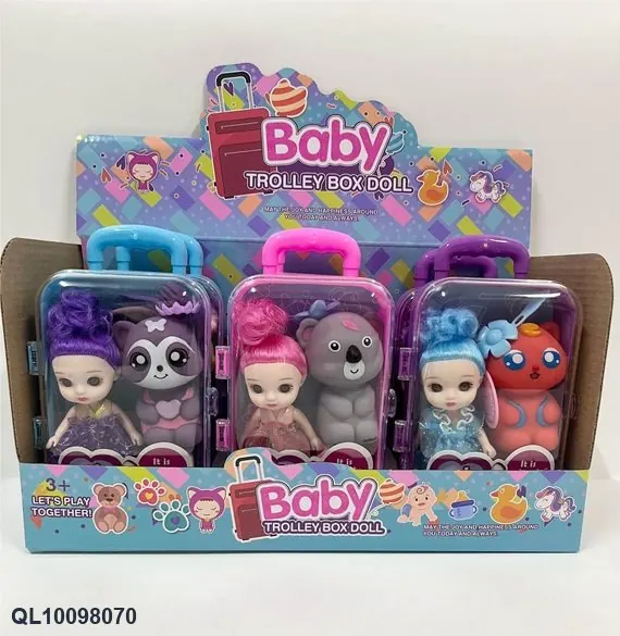 4-Inch Doll Travel Case Set With Mirror, Backpack And Vinyl Animal Display Box wholesale from Qili Toys