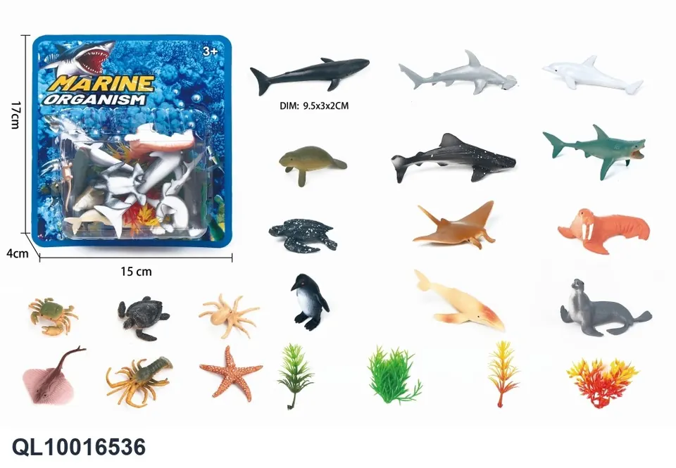 6 Marine Animals + 4 Accessories (3 types mixed) Blister Pack wholesale from Qili Toys