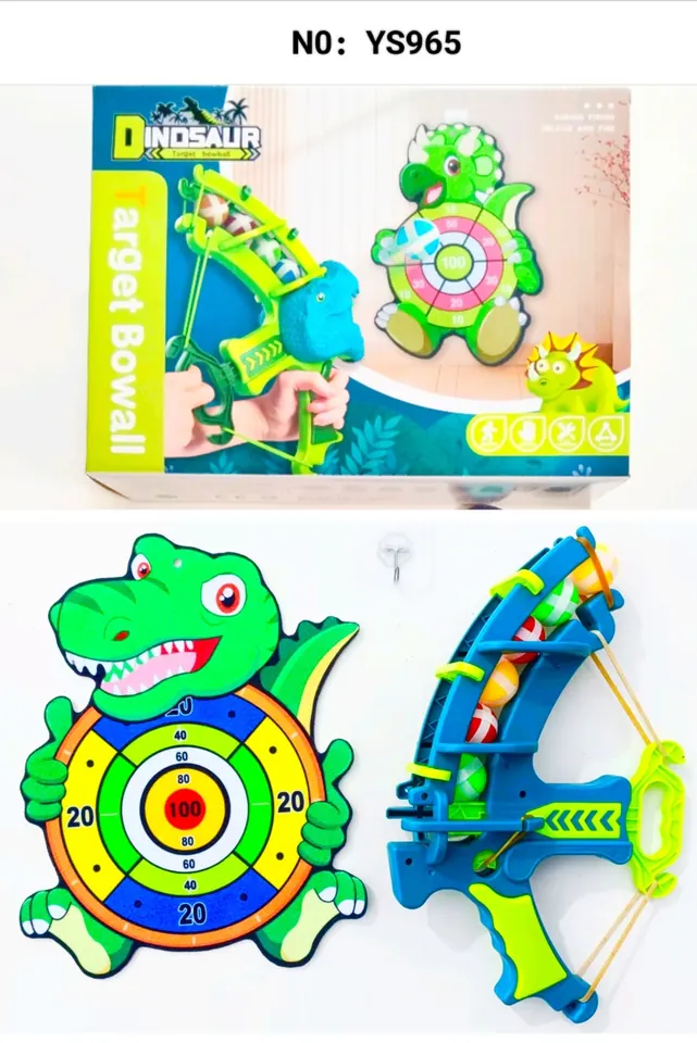 Bow Catapult Dinosaur Sticky Cloth Set (6 sticky balls + 1 cloth + 1 hook) Color Box wholesale from Qili Toys