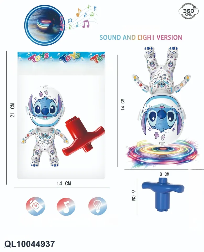 Cartoon Alien Top (with light and music) OPP Bag wholesale from Qili Toys