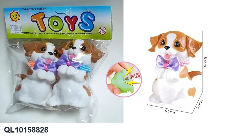 Cartoon Dog Vinyl Toy With A BB Whistle That Makes A Squeaking Sound. PVC Header Bag wholesale from Qili Toys