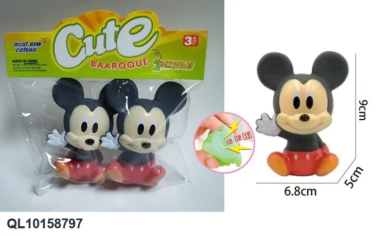 Cartoon Mouse Vinyl Toy With A BB Whistle. PVC Header Bag wholesale from Qili Toys